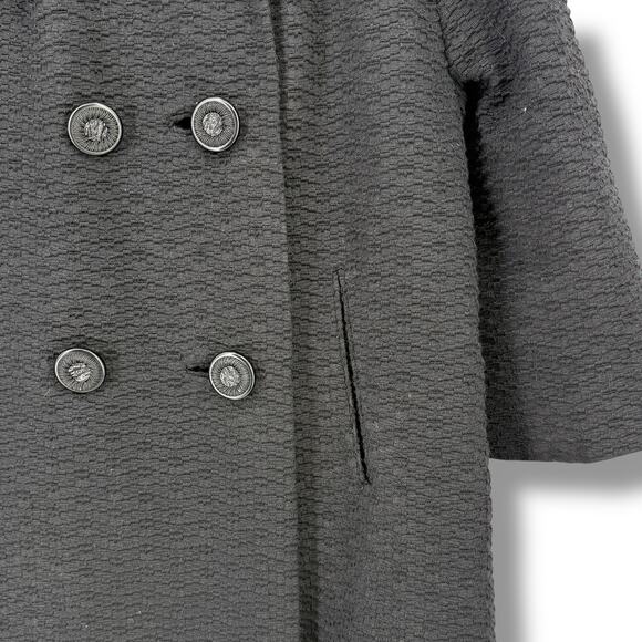 Vintage Young Quinlan Black Textured Wool Coat Brown Mink Fur Collar Size Large - Picture 5 of 8